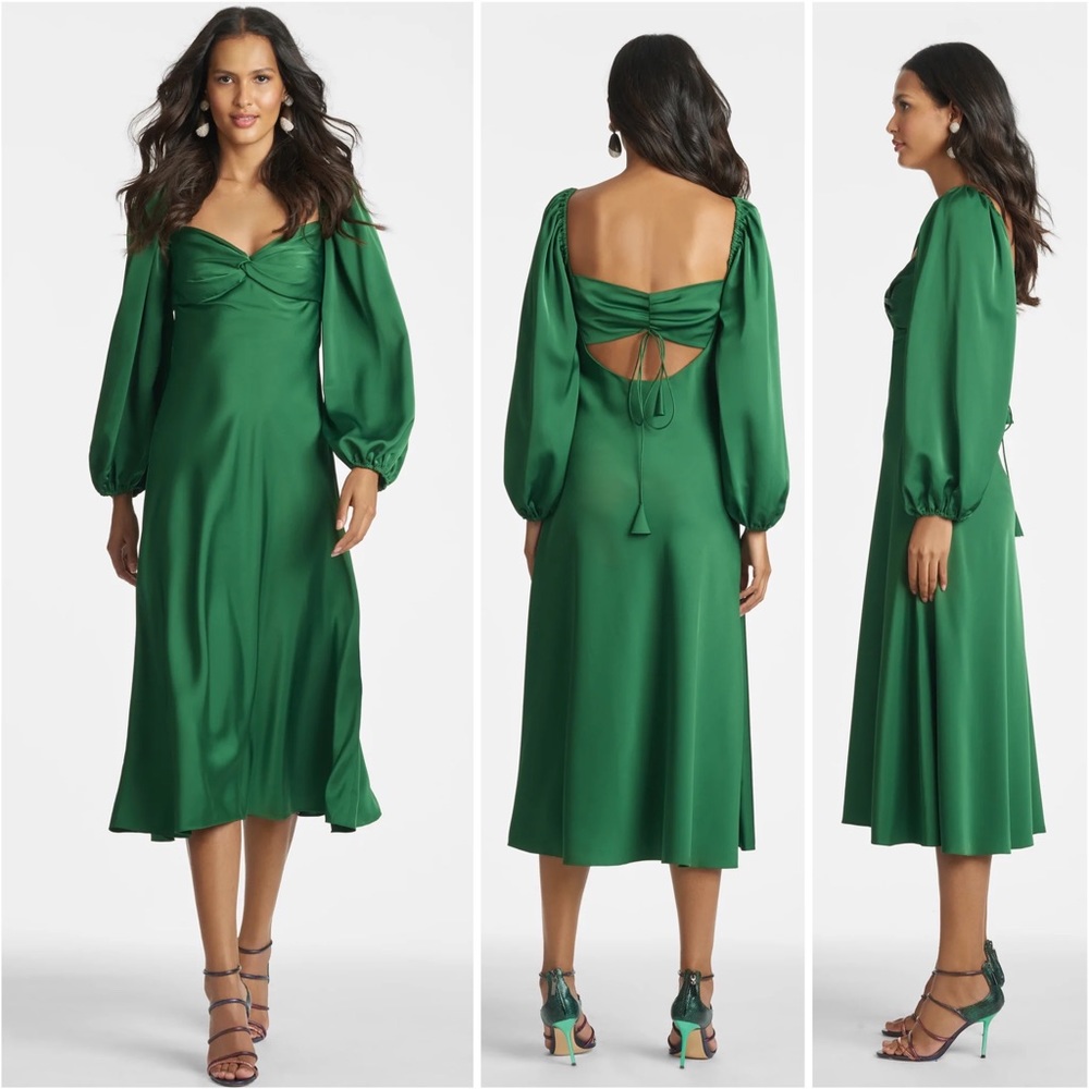 Sachin & Babi Melody Empire Midi Dress in Emerald Green Size 8
